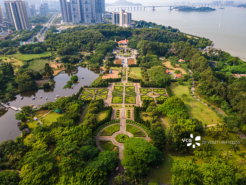 中国广州南沙蒲洲花园景观航拍图片素材