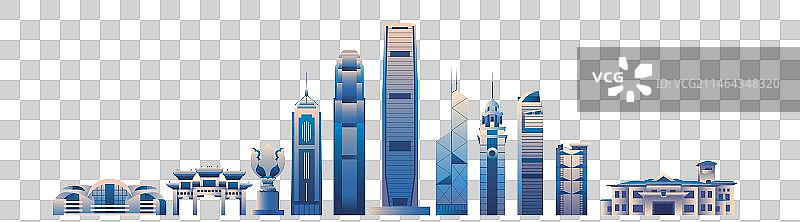 香港城市天际线矢量插画图片素材
