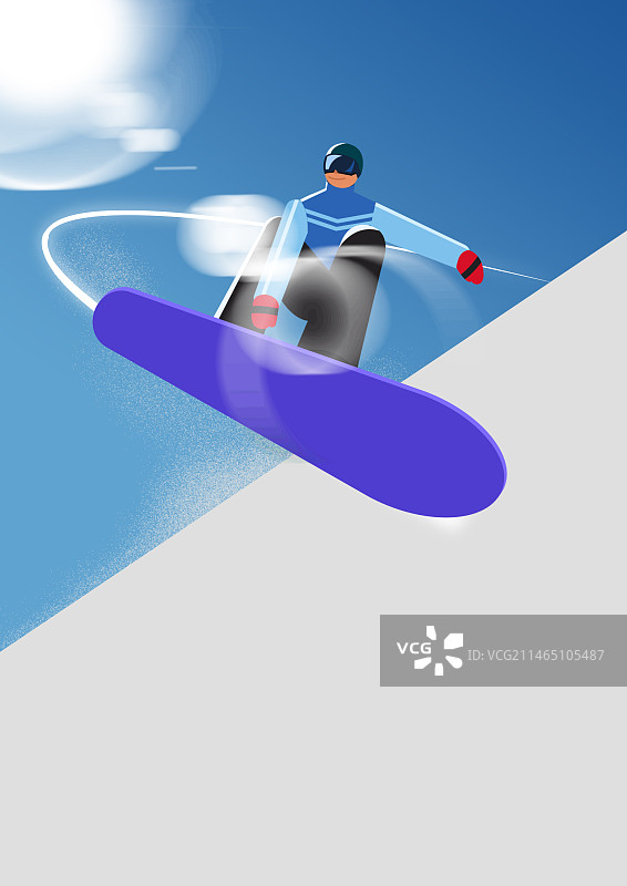 寒冷冬天冬季下雪天户外生活方式挑战竞技体育运动滑雪速度刺激冒险人物插画图片素材