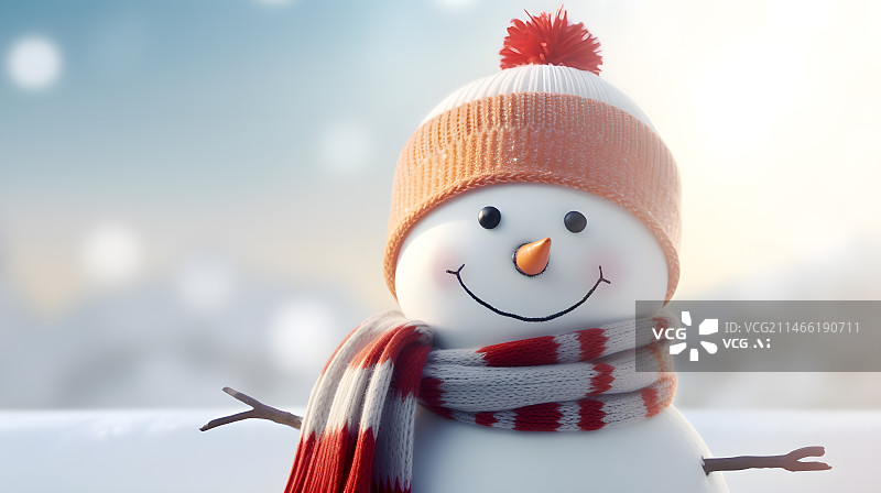 【AI数字艺术】圣诞节可爱的雪人背景图片素材