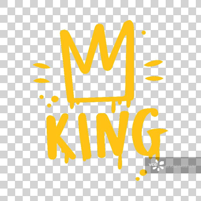 明黄色的涂鸦皇冠和国王铭文图片素材
