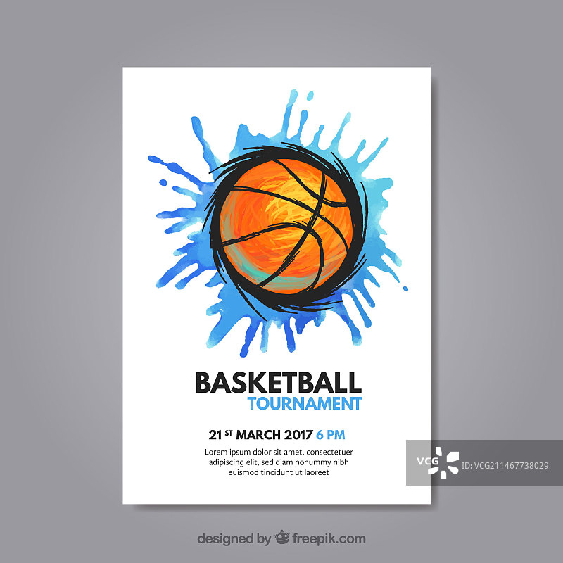 印有水花和篮球的传单图片素材