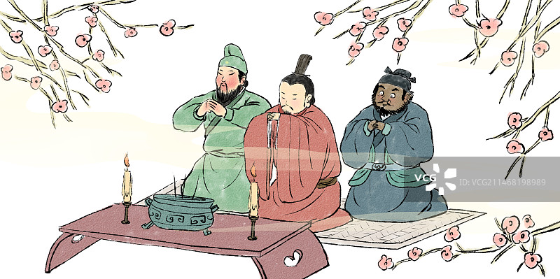 桃源三结义三国时期传统故事历史插画图片素材