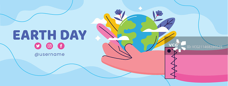 地球日庆祝活动的平面社交媒体封面模板图片素材