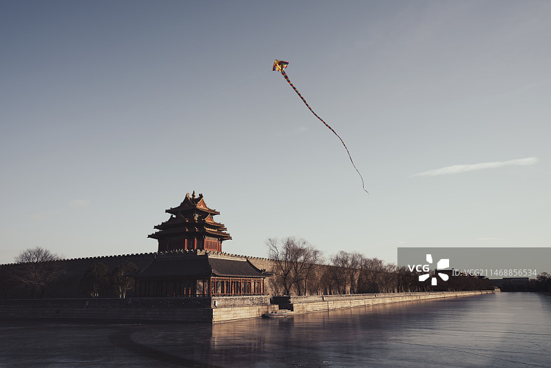 北京 故宫角楼与风筝图片素材