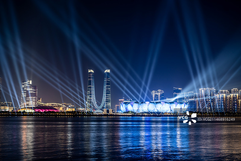 杭州亚运会奥体中心灯光秀图片素材