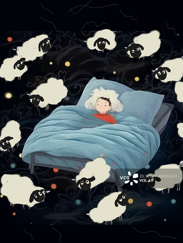 【AI数字艺术】失眠数羊睡不着图片素材