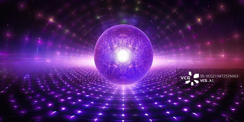 【AI数字艺术】紫色空间中的球状图形图片素材