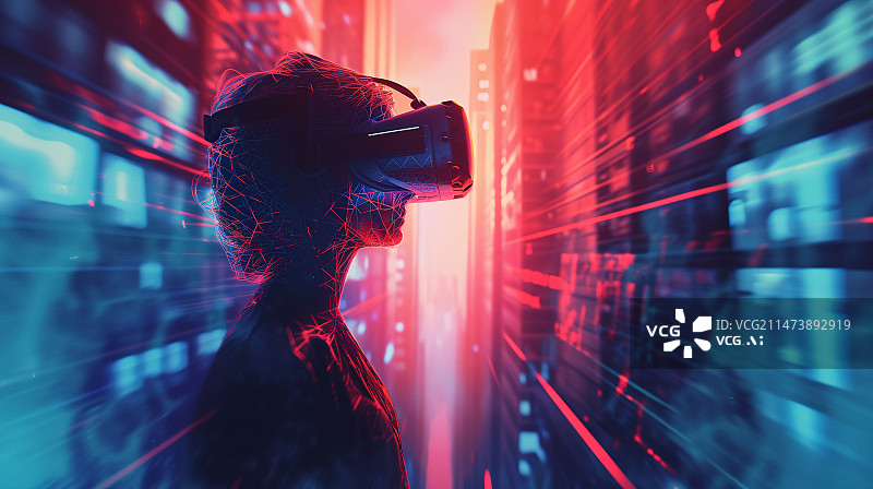 【AI数字艺术】vr 虚拟现实 眼镜 未来图片素材