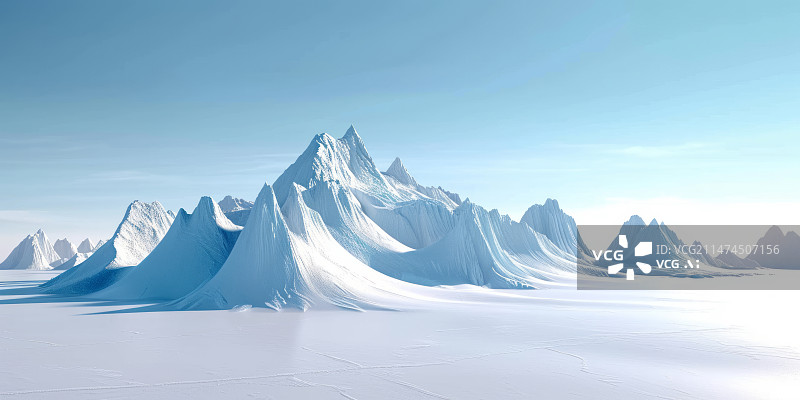 【AI数字艺术】白色山峰地形三维插画背景图片素材