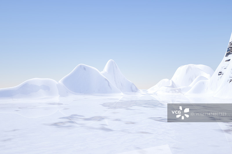 晴朗天空下干净明亮的雪山和地面图片素材