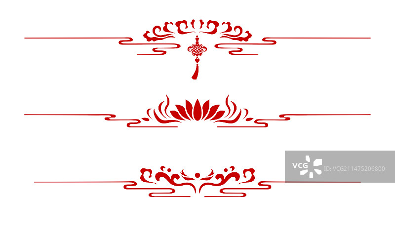 中式红色祥云分割线图片素材