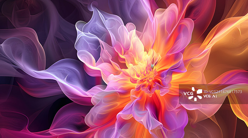【AI数字艺术】抽象花朵流动背景图片素材
