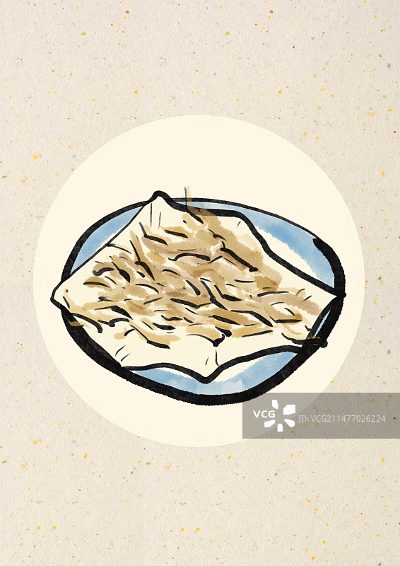 水墨风哈尔滨美食插画-炸蘑菇图片素材