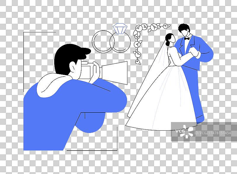 婚礼摄影师孤立漫画图片素材