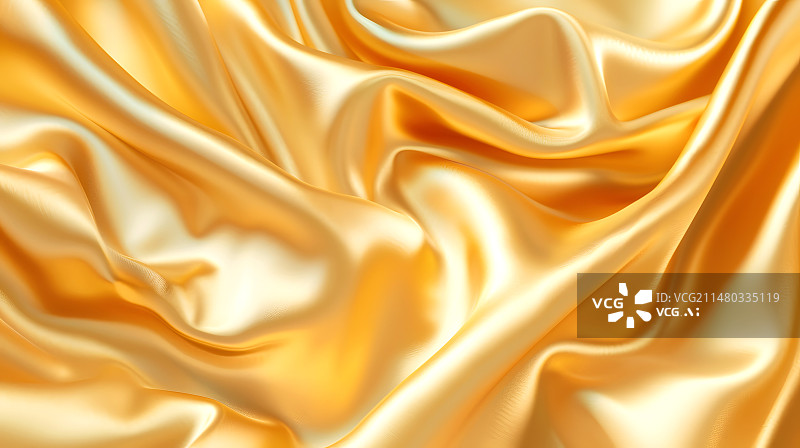 【AI数字艺术】皱巴巴的金色丝绸背景图片素材