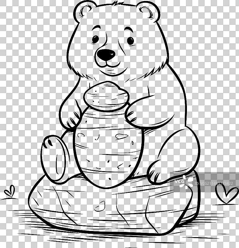 黑白卡通可爱的北极熊动物图片素材