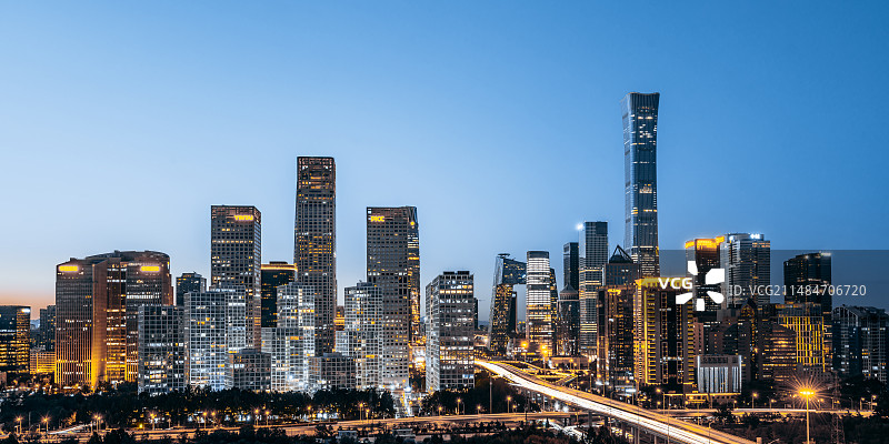 中国北京国贸CBD建筑群高视角风光图片素材