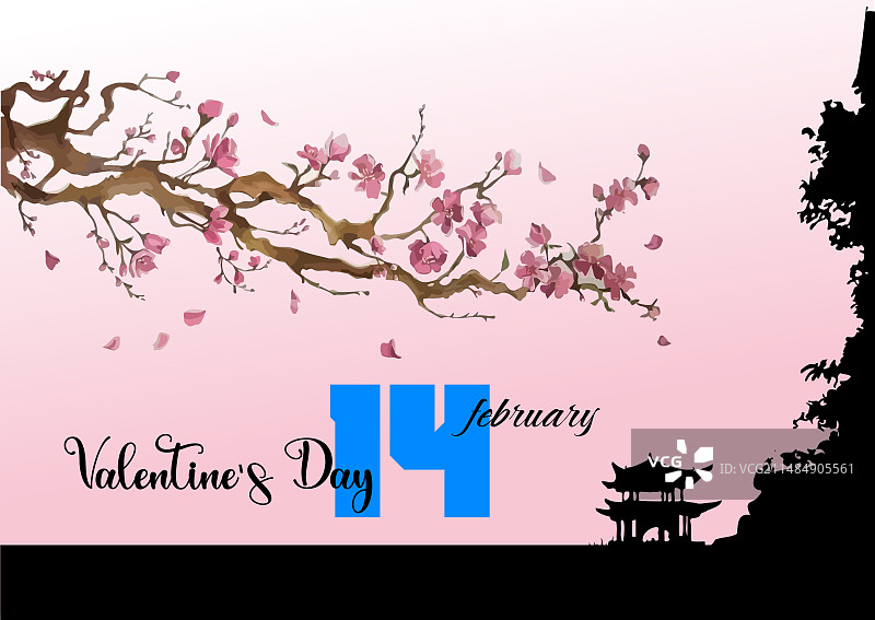 樱花是日本风格的情人节图片素材