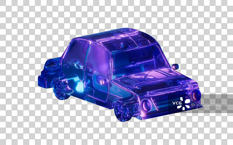 小汽车与霓虹灯光效果3D渲染图片素材
