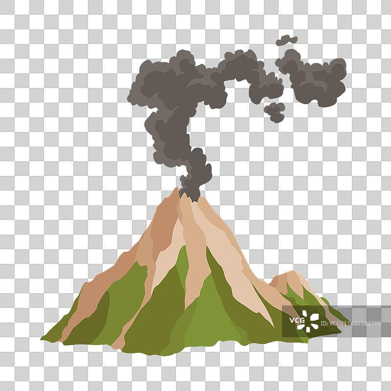 火山图标岩浆自然喷出浓烟图片素材