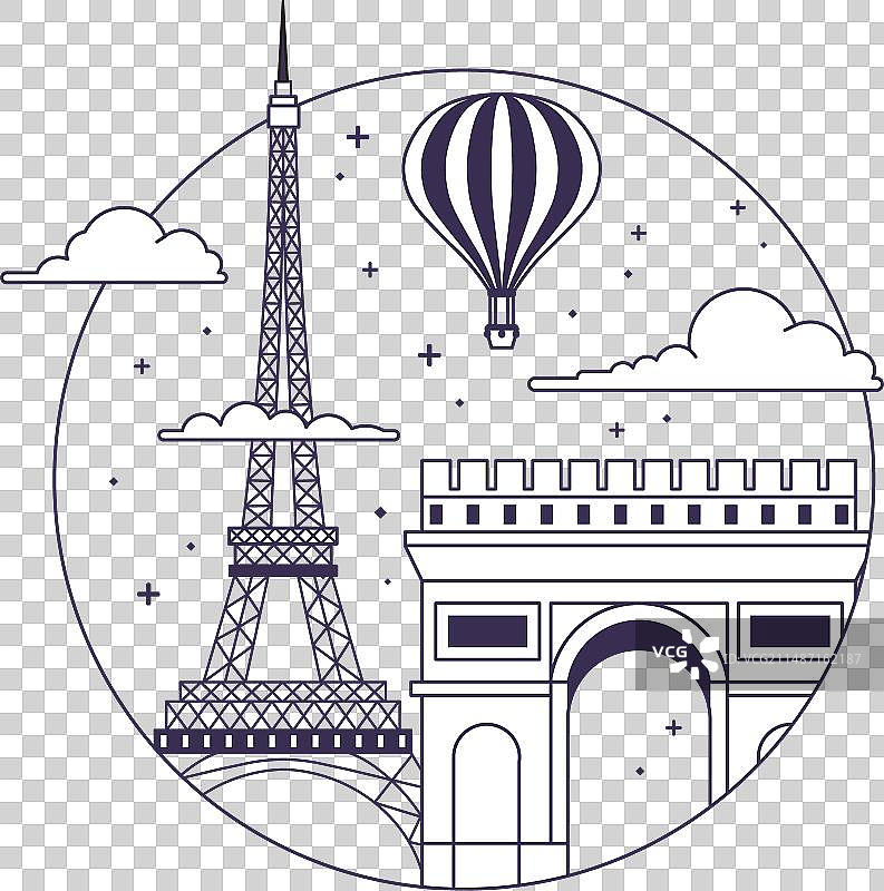 埃菲尔铁塔和凯旋门是巴黎的旅游标志图片素材