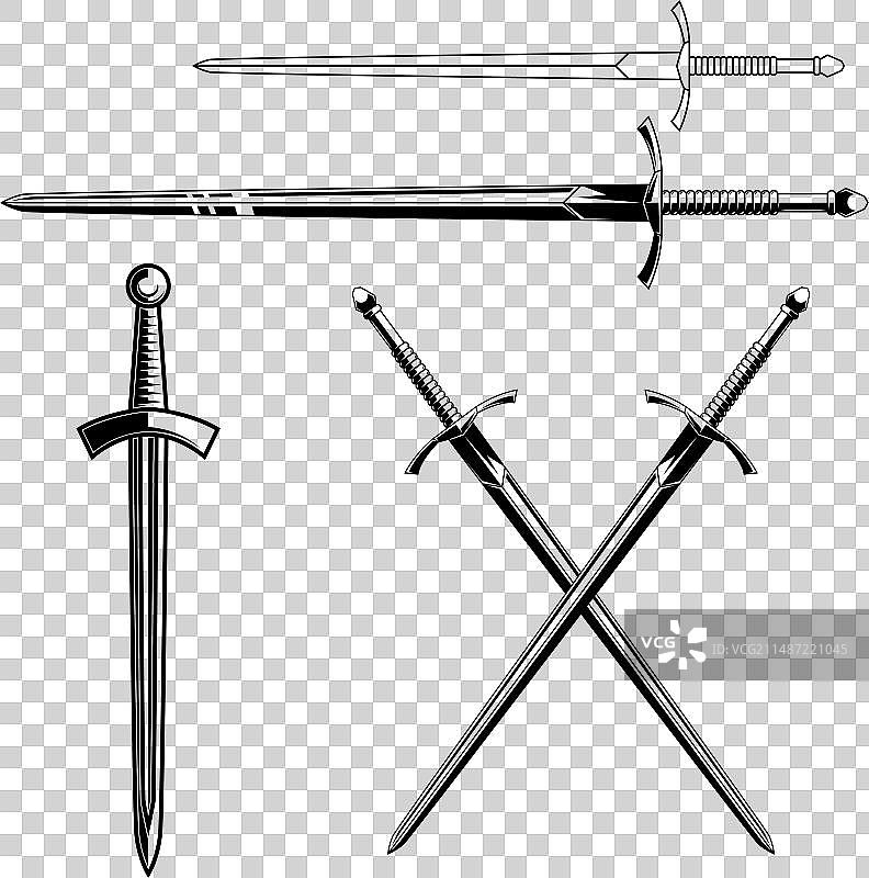 一套骑士剑的设计元素图片素材