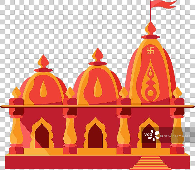Atodhya印度精神寺庙，旗帜孤立图片素材