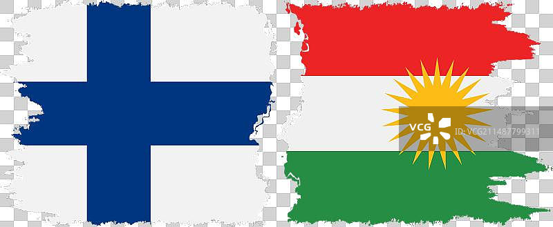 库尔德斯坦和芬兰国旗连接图片素材