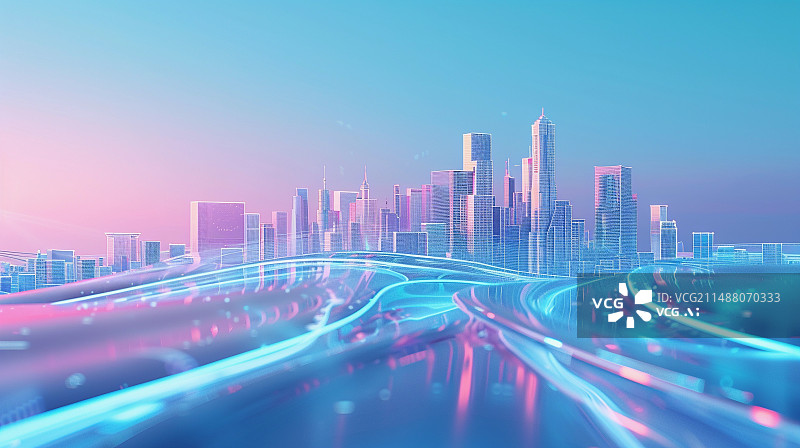 【AI数字艺术】未来科技风格主视觉背景——未来城市图片素材