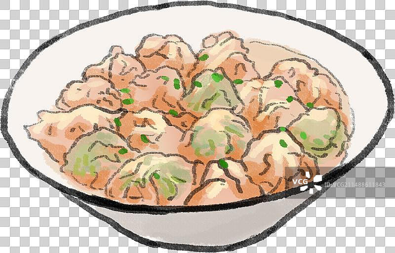 上海美食沪菜馄饨插画图片素材