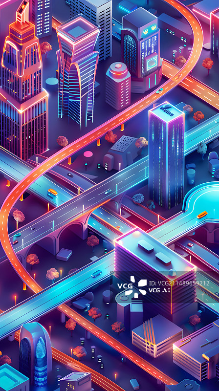 【AI数字艺术】现代未来城市交通图图片素材