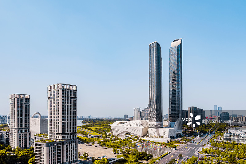 中国江苏南京南京青奥中心城市天际线建筑风光图片素材
