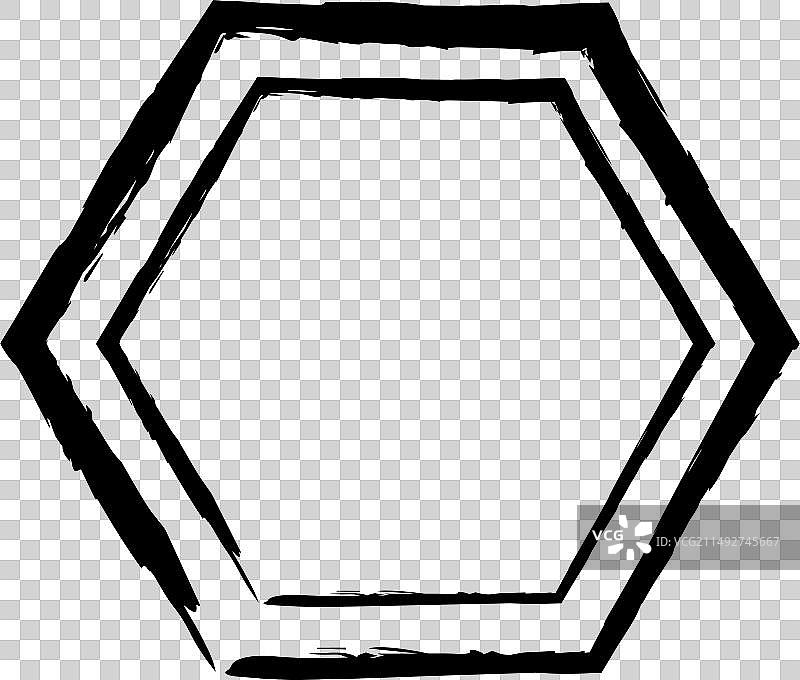 六边形grunge纹理元素框架边框形状图片素材
