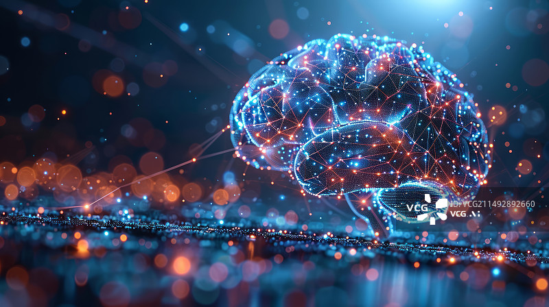 【AI数字艺术】未来脑机接口人机交互技术概念图片素材