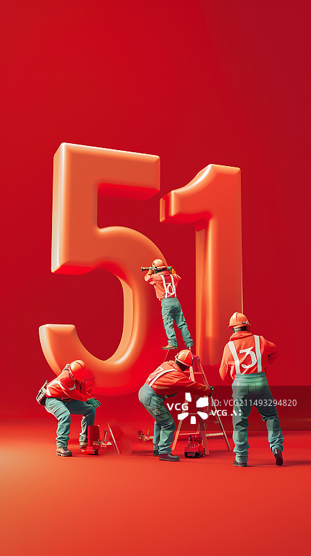【AI数字艺术】五一劳动节，51数字主题海报图片素材