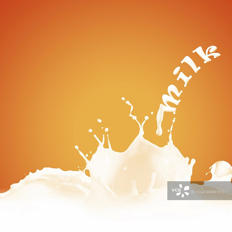 鲜奶在玻璃上彩色背景，插图图片素材