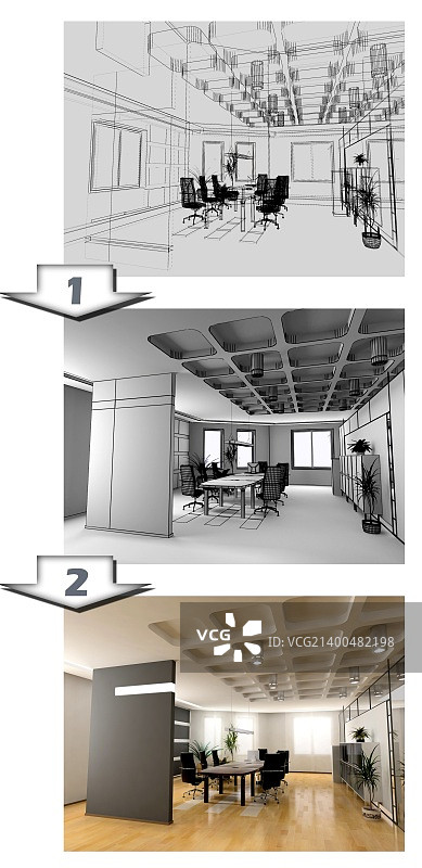 办公室室内CAD项目的各个阶段图片素材