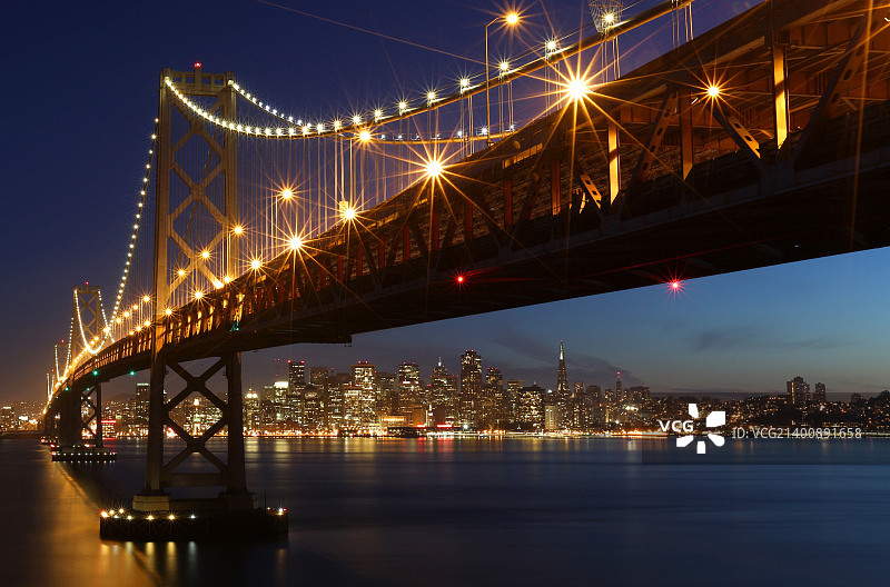 海湾大桥和旧金山天际线图片素材