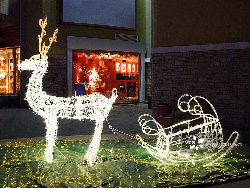 彩灯装饰的圣诞节驯鹿图片素材