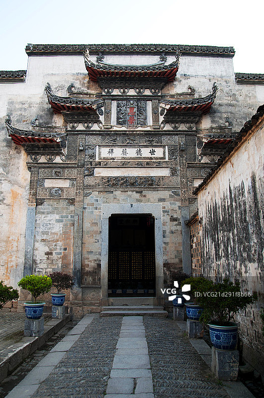 宏村古老建筑的大门图片素材