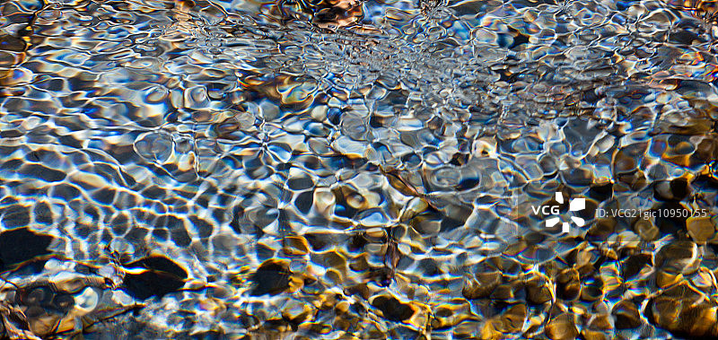 美国华盛顿奥林匹克国家公园Sol Duc河浅滩上的涟漪的光影图片素材