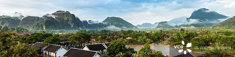 老挝万荣全景图。图片素材