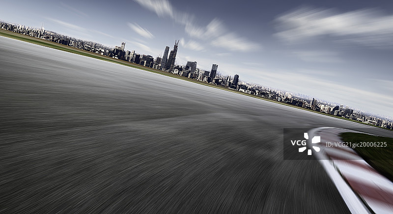 F1赛道速度特效和北京CBD摩天大楼远景图片素材