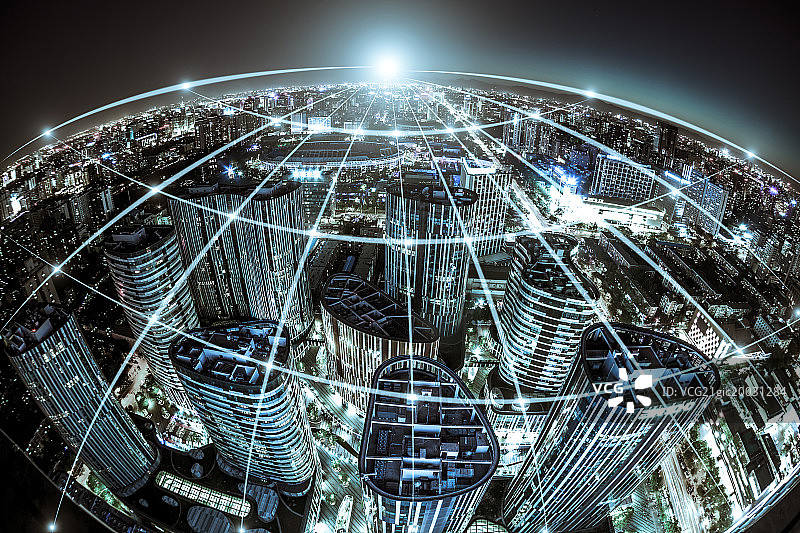 北京大数据概念的摩登城市科技互联图片素材