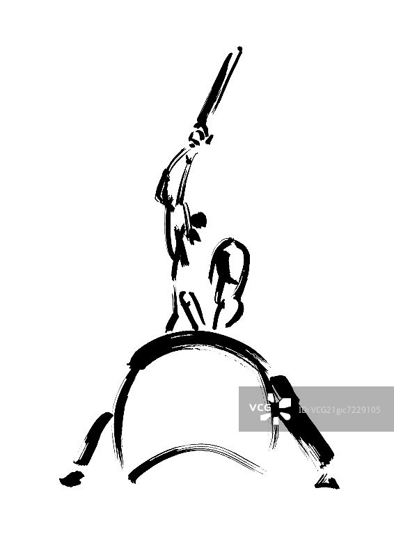 男子打鼓的插图，白色背景图片素材