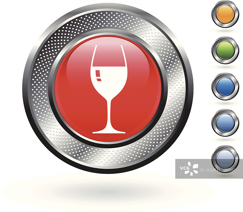 酒杯图标上的按钮与金属边框图片素材