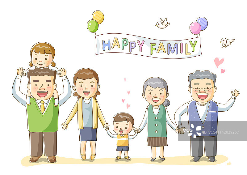 图中是一个幸福的家庭站在一起图片素材