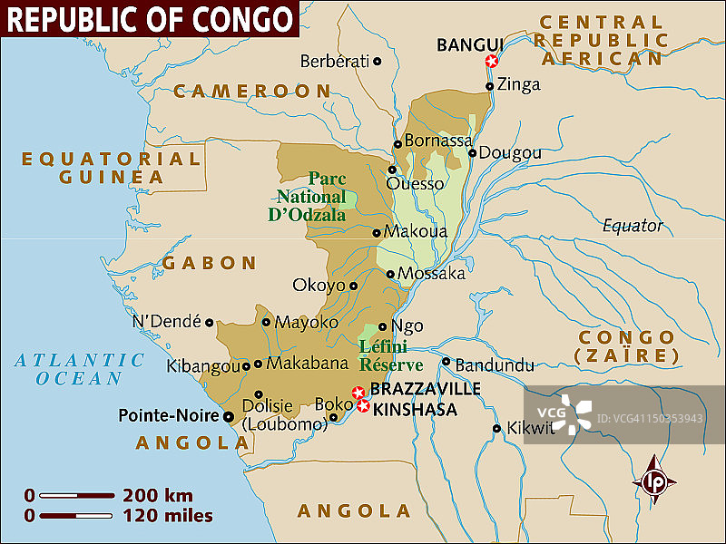 刚果共和国地图。图片素材