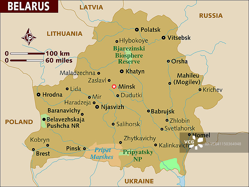 白俄罗斯的地图。图片素材